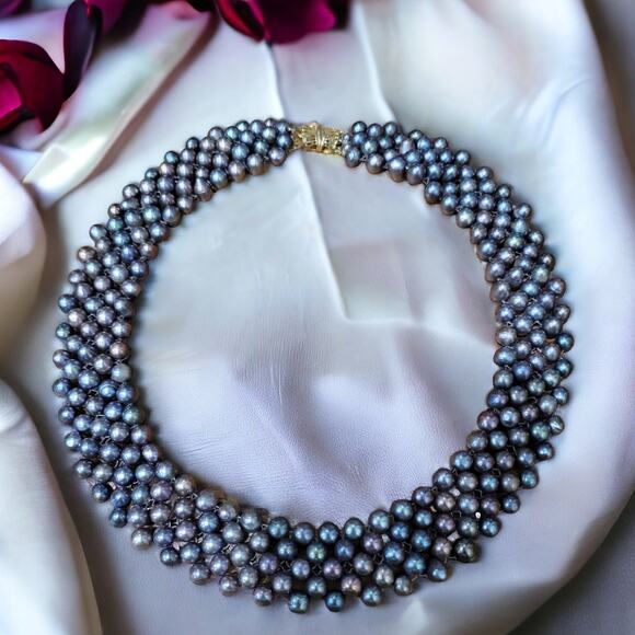 Pearl Necklace and Bracelet Set Heirloom Jewelry Natural Iridescent Real Pearls - Picture 1 of 10